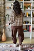 The Sunday Morning Stripe V Slouch Sweatshirt Chocolate Sand